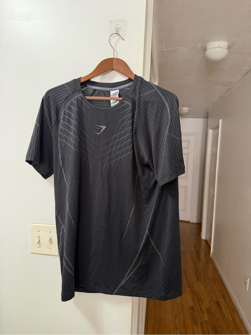 Gymshark Black Short-Sleeve Training Tee with Gray Accents